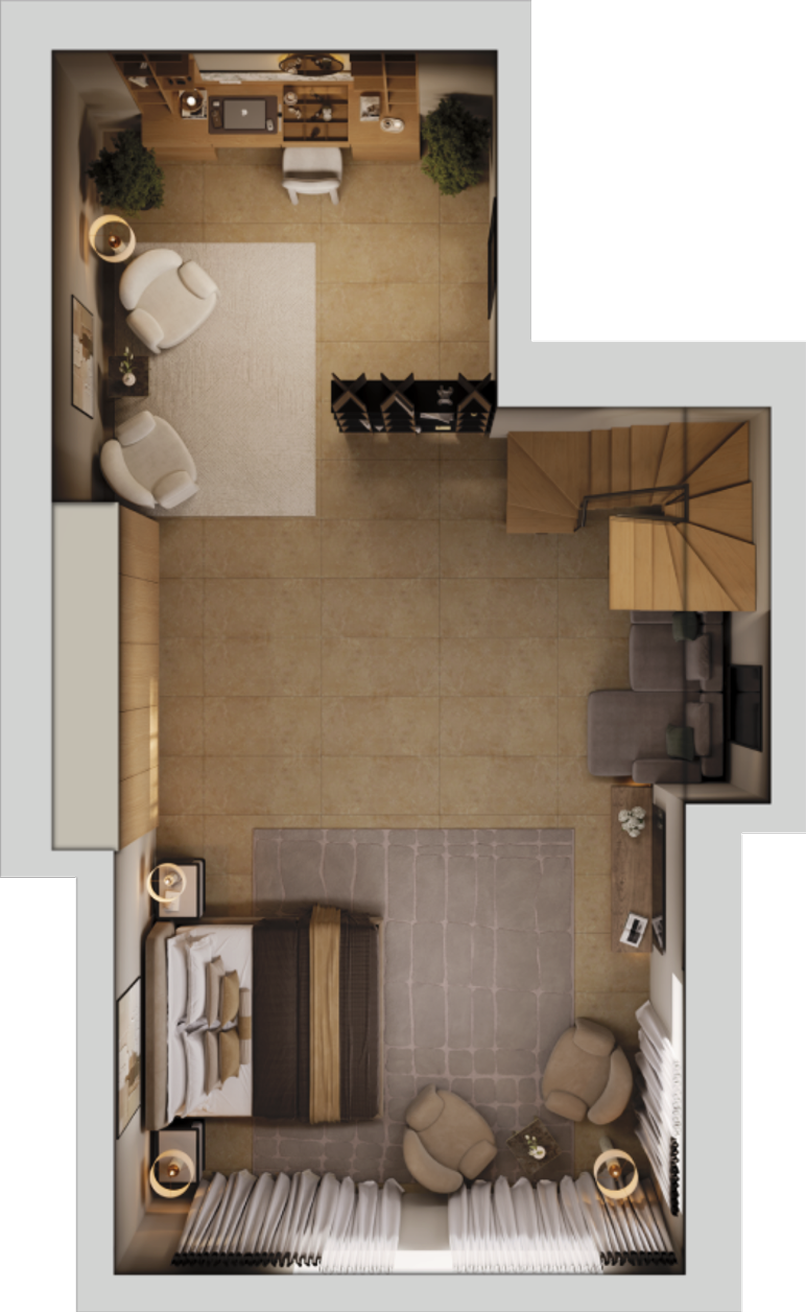 Three-level villa floor 1 plan