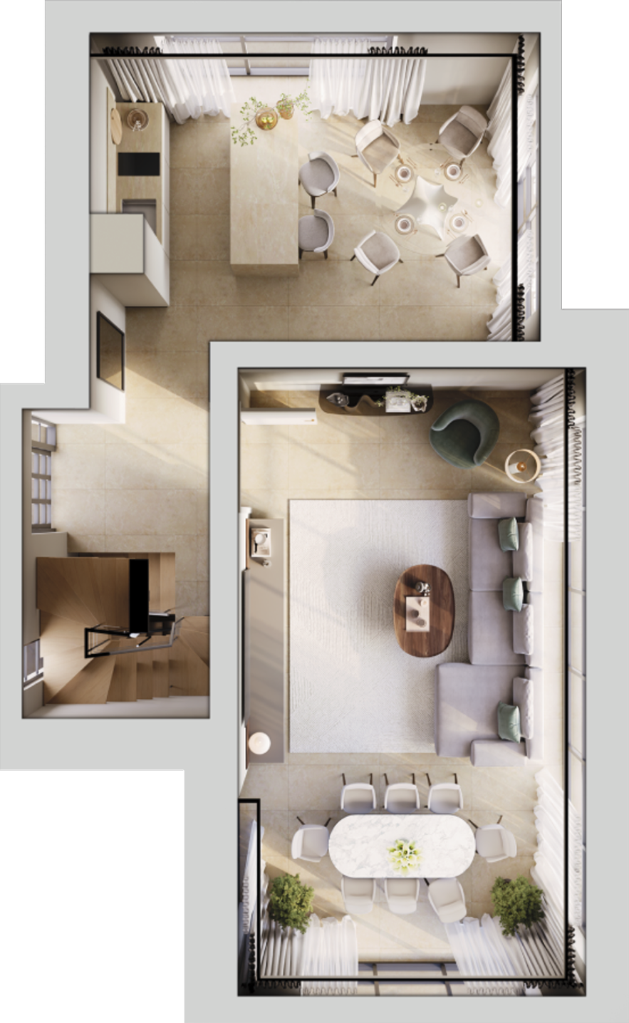 Three-level villa floor 2 plan